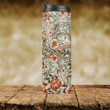 William Morris art florale design thermal tumbler