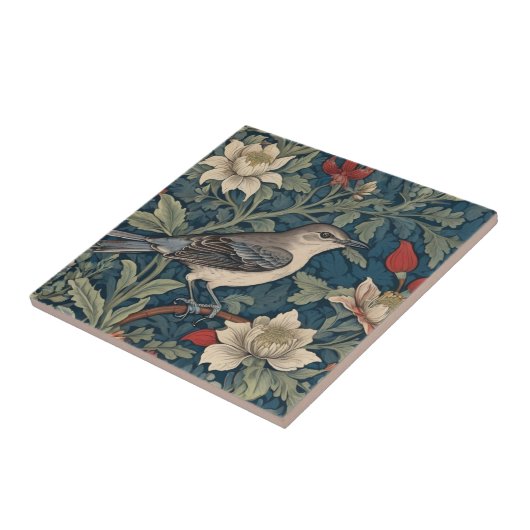 William Morris Art Lockingbird Bird Blüte Fliese (Seite)