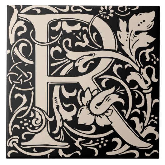 William Morris Art Nouveau Alphabet Leaf Letter R Fliese (Vorderseite)