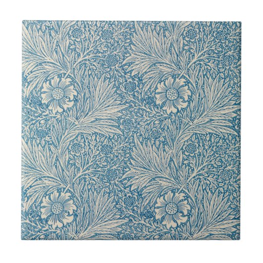 William Morris - Art Nouveau Blue Marigold Fliese (Vorderseite)