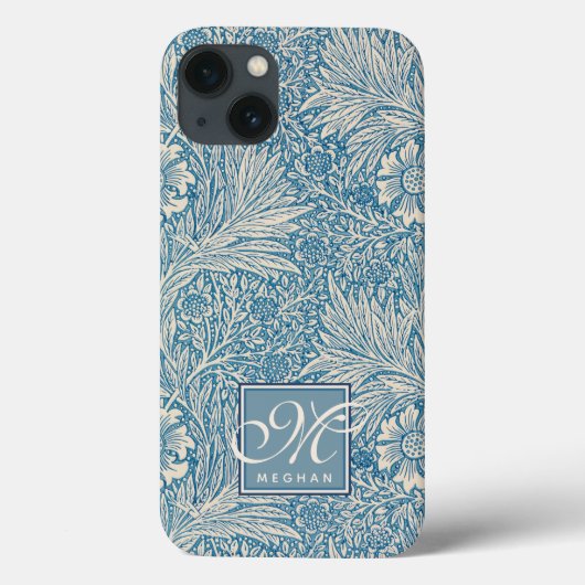 William Morris, Art Nouveau Blue Marigold Monogram Case-Mate iPhone Hülle (Rückseite)