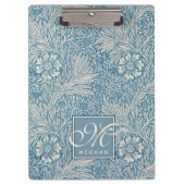 William Morris, Art Nouveau Blue Marigold Monogram Klemmbrett (Vorderseite)