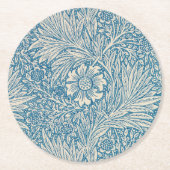 William Morris - Art Nouveau Blue Marigold Runder Pappuntersetzer (Vorderseite)