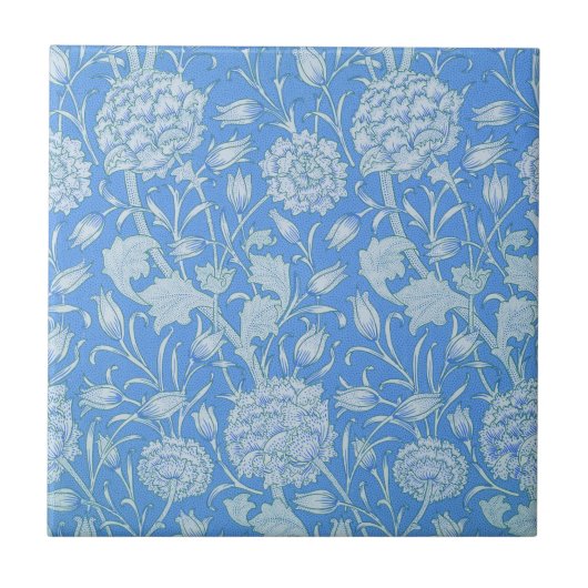 William Morris - Art Nouveau Blue Wild Tulips Fliese (Vorderseite)