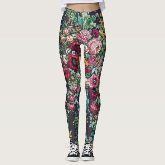 William Morris Art Nouveau Calico Chintz Pattern Leggings (Vorderseite)