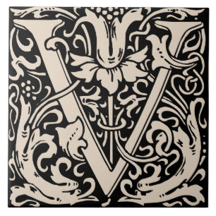 William Morris Art Nouveau Florales Initial U Fliese