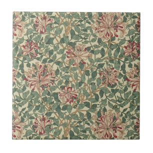 William Morris - Art Nouveau Honeysuckle & Blätter Fliese