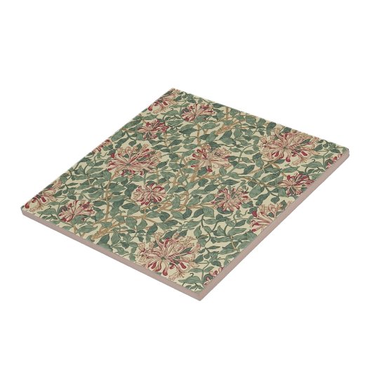 William Morris - Art Nouveau Honeysuckle & Blätter Fliese (Seite)