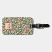 William Morris, Art Nouveau Honeysuckle - Monogram Gepäckanhänger (Vorderseite horizontal)