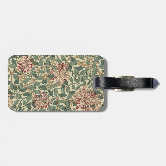 William Morris, Art Nouveau Honeysuckle - Monogram Gepäckanhänger (Rückseite horizontal)