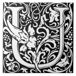William Morris Art Nouveau Initial Floral Letter U Fliese