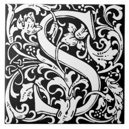 William Morris Art Nouveau Initial Vines Letter S Fliese