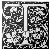 William Morris Art Nouveau Initial Vines Letter T Fliese (Vorderseite)