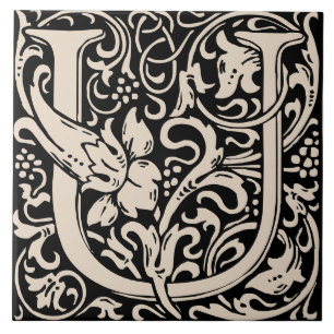 William Morris Art Nouveau Initiale Blumenschrift  Fliese