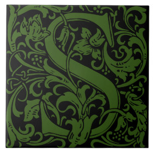 William Morris Art Nouveau Initialen Ranken Buchst Fliese