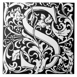 William Morris Art Nouveau Initialen Ranken Buchst Fliese