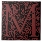 William Morris Art Nouveau Mit Monogramm Buchstabe Fliese (Vorderseite)