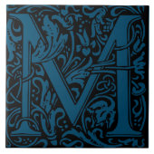 William Morris Art Nouveau Mit Monogramm Buchstabe Fliese (Vorderseite)