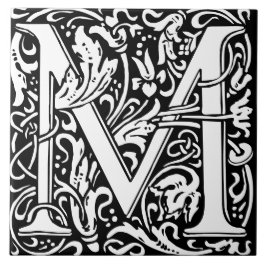 William Morris Art Nouveau Mit Monogramm Buchstabe Fliese