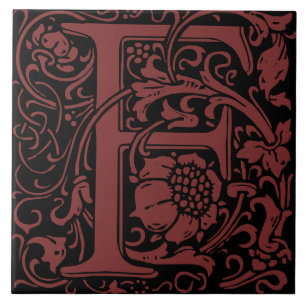 William Morris Art Nouveau Mit Monogramm Letter F Fliese