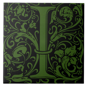 William Morris Art Nouveau Mit Monogramm Letter I Fliese