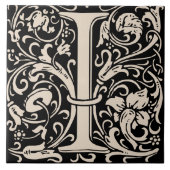 William Morris Art Nouveau Mit Monogramm Letter I Fliese (Vorderseite)