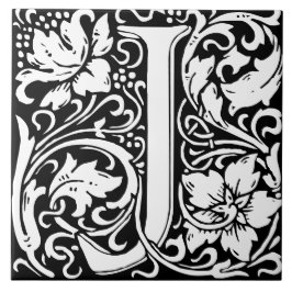 William Morris Art Nouveau Mit Monogramm Letter J Fliese