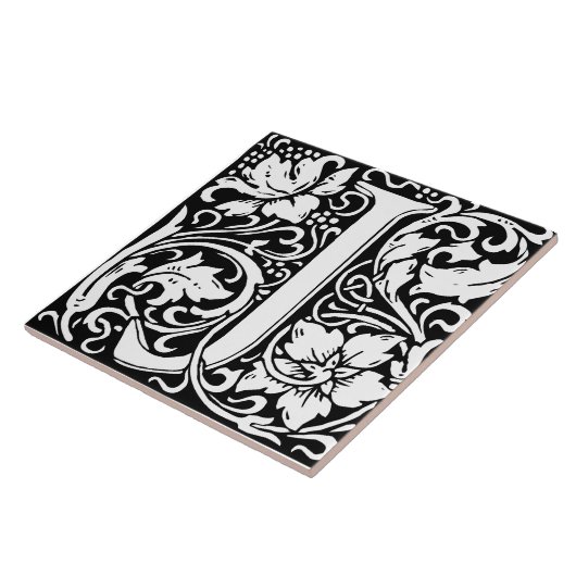 William Morris Art Nouveau Mit Monogramm Letter J Fliese (Seite)