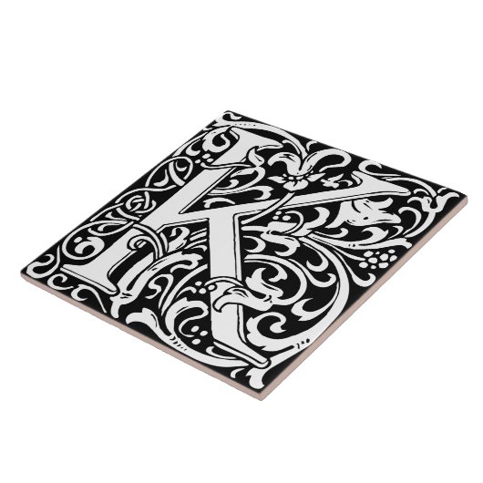 William Morris Art Nouveau Mit Monogramm Letter K Fliese (Seite)