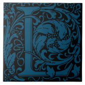 William Morris Art Nouveau Mit Monogramm Letter L Fliese (Vorderseite)