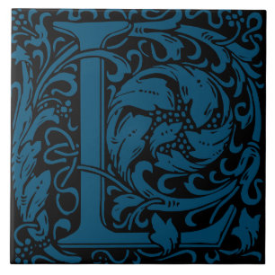 William Morris Art Nouveau Mit Monogramm Letter L Fliese