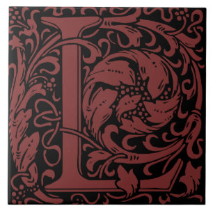 William Morris Art Nouveau Mit Monogramm Letter L Fliese