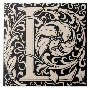 William Morris Art Nouveau Mit Monogramm Letter L Fliese