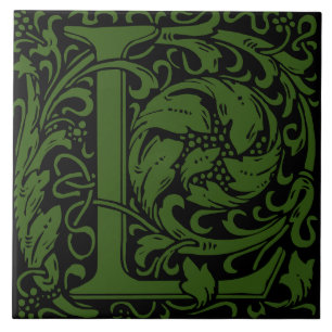 William Morris Art Nouveau Mit Monogramm Letter L Fliese