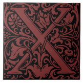 William Morris Art Nouveau Mit Monogramm Letter X Fliese (Vorderseite)