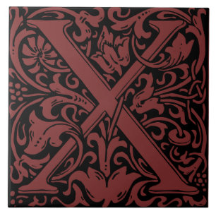 William Morris Art Nouveau Mit Monogramm Letter X Fliese