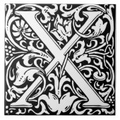 William Morris Art Nouveau Mit Monogramm Letter X Fliese (Vorderseite)