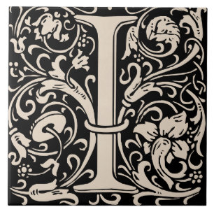 William Morris Art Nouveau Monogramm-Brief I Fliese