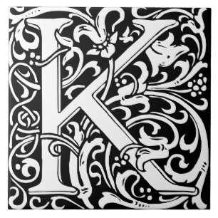 William Morris Art Nouveau Monogramm Brief K Fliese
