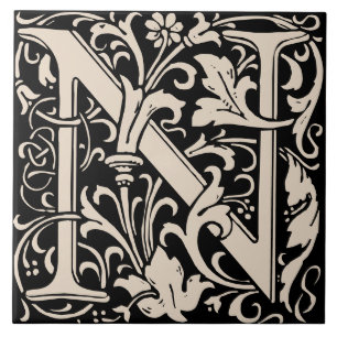William Morris Art Nouveau Monogramm Brief N Fliese