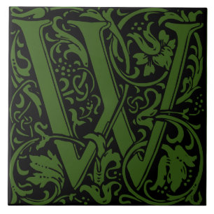 William Morris Art Nouveau Monogramm Brief W Fliese