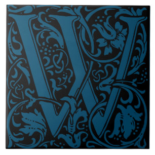 William Morris Art Nouveau Monogramm Brief W Fliese