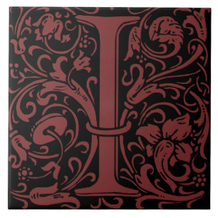 William Morris Art Nouveau Monogramm Buchstabe I Fliese