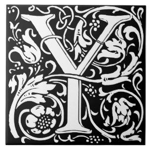 William Morris Art Nouveau Monogramm Buchstabe Y Fliese