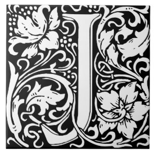 William Morris Art Nouveau monogrammierter Buchsta Fliese