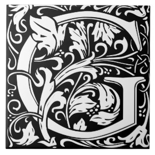 William Morris Art Nouveau monogrammierter Buchsta Fliese