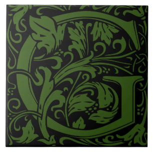 William Morris Art Nouveau monogrammierter Buchsta Fliese