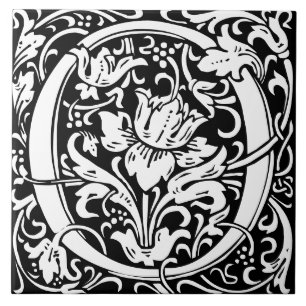 William Morris Art Nouveau monogrammierter Buchsta Fliese
