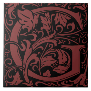 William Morris Art Nouveau monogrammierter Buchsta Fliese