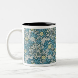 William Morris, Art Nouveau-Muster, Seetang, blau, Zweifarbige Tasse